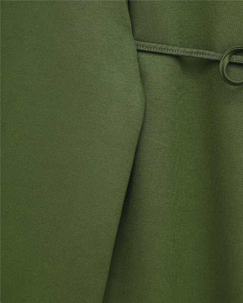 Yuvarlak Yaka Beli Bağlamalı Penye Tunik -Haki-Tunik-253-13071-R05