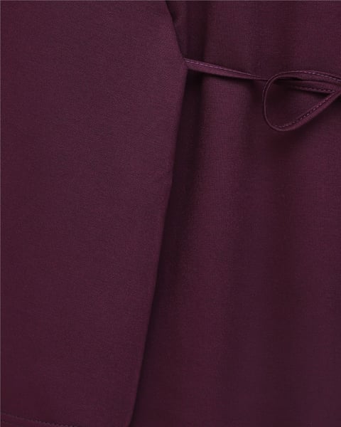 Yuvarlak Yaka Beli Bağlamalı Penye Tunik -Mürdüm-Tunik-253-13071-R09