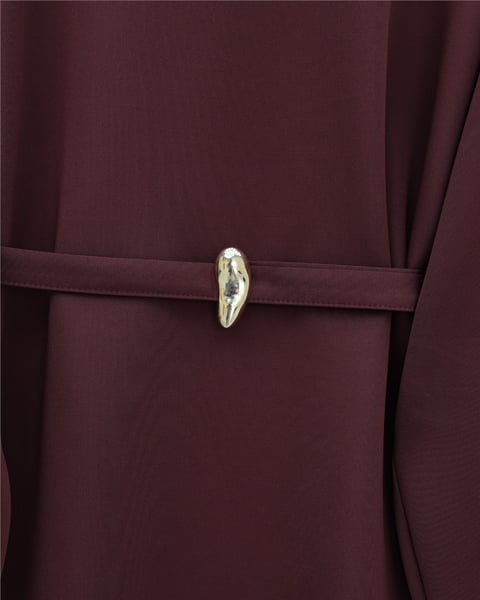 Yuvarlak Yaka Beli Kemerli Scuba Takım -Bordo-Takım-120-6363-R04