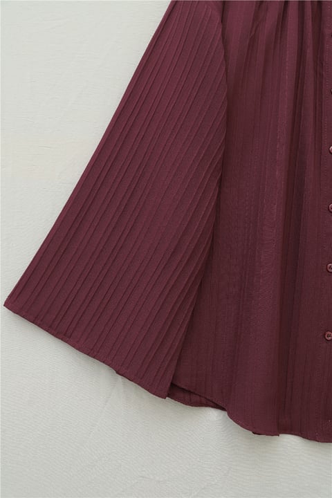 Yuvarlak Yaka Düğmeli İspanyol Kol Siena Tunik -Bordo-Tunik-120-1645-R04