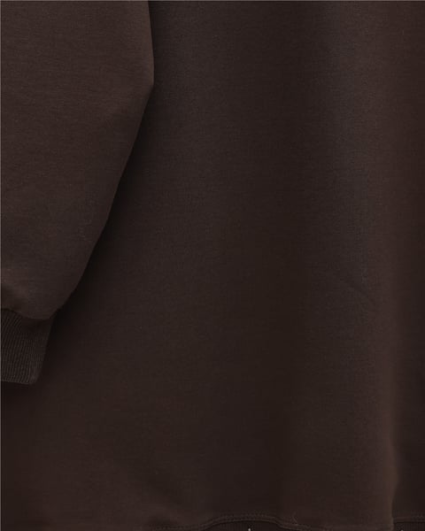 Yuvarlak Yaka Eteği Fiyonk Detaylı  Salaş Penye Tunik -Kahve-Tunik-349-7095-R15