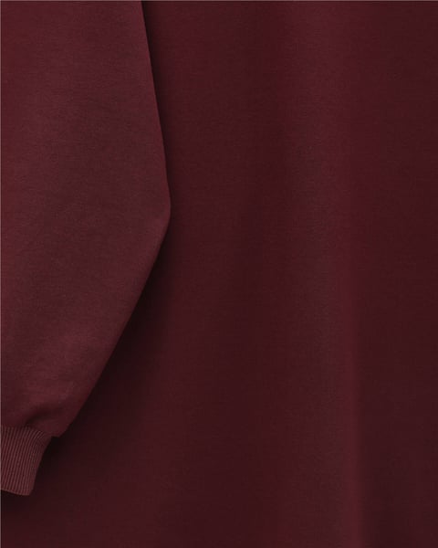Yuvarlak Yaka Eteği Fiyonk Detaylı  Salaş Penye Tunik -Bordo-Tunik-349-7095-R04