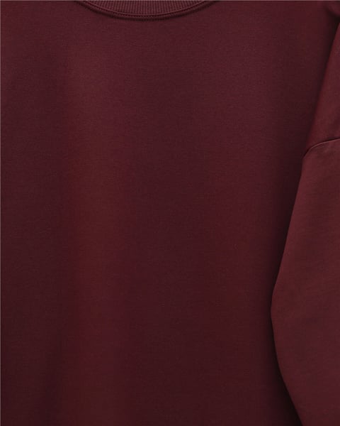 Yuvarlak Yaka Eteği Fiyonk Detaylı  Salaş Penye Tunik -Bordo-Tunik-349-7095-R04