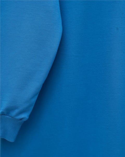 Yuvarlak Yaka Eteği Fiyonk Detaylı  Salaş Penye Tunik -Mavi-Tunik-349-7095-R31