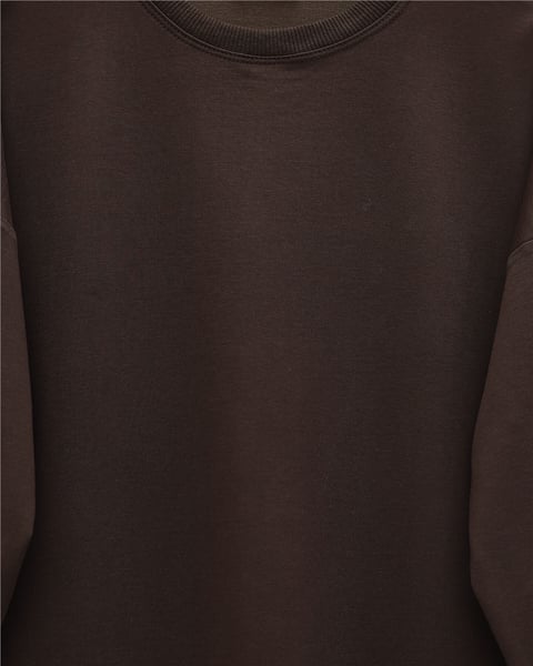 Yuvarlak Yaka Eteği Fiyonk Detaylı  Salaş Penye Tunik -Kahve-Tunik-349-7095-R15