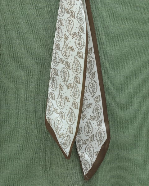 Yuvarlak Yaka Fularlı Salaş Triko Tunik   -Çağla Y.-Kazak-109-9776-R70