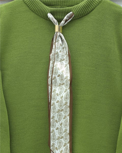 Yuvarlak Yaka Fularlı Salaş Triko Tunik  -F.Yeşili-Kazak-109-9776-R67