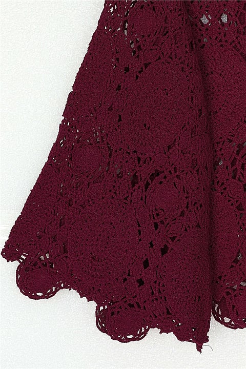 Yuvarlak Yaka İspanyol Kol Triko Bluz -Bordo-Bluz-364-2127-R04