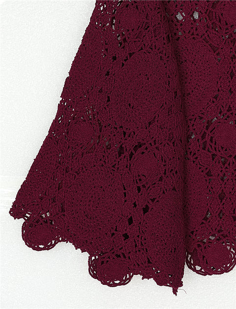 Bluz-Yuvarlak Yaka İspanyol Kol Triko Bluz -Bordo-364-2127-R04