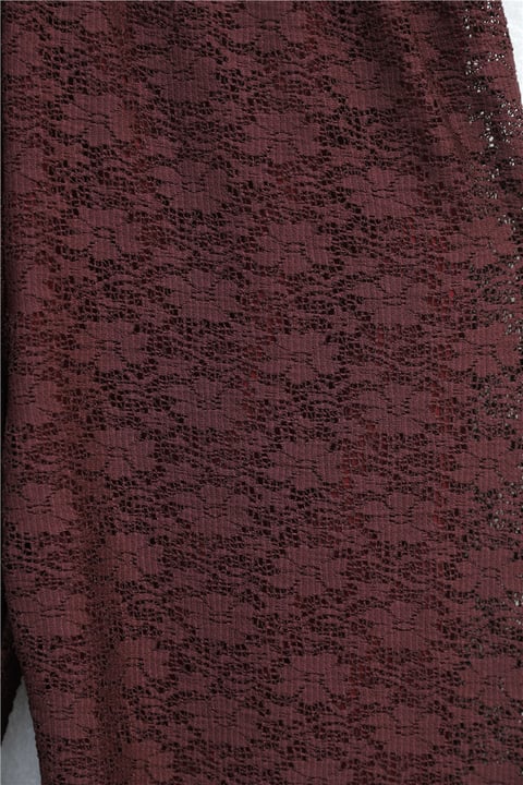 Yuvarlak Yaka Kemerli Dantel Detaylı Astarlı Pantolonlu Takım -Bordo-Takım-426-5307-R04