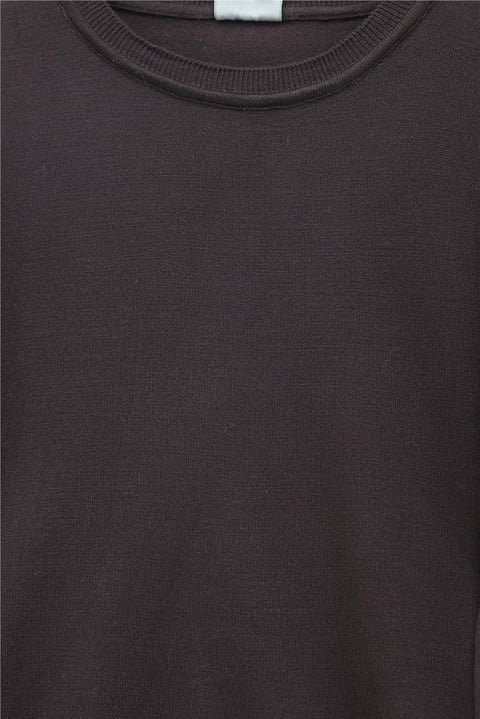 Yuvarlak Yaka Kolu Düğme Detaylı Triko Tunik  -K. Kahve-Tunik-109-9793-R54