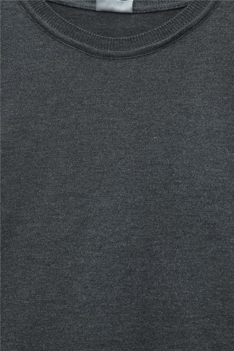 Yuvarlak Yaka Kolu Düğme Detaylı Triko Tunik  -Füme-Tunik-109-9793-R18