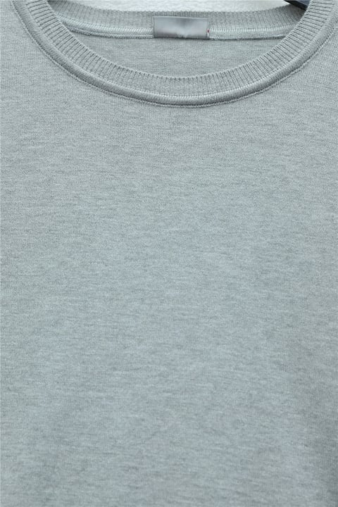 Yuvarlak Yaka Kolu Düğme Detaylı Triko Tunik  -Açık Gri-Tunik-109-9793-R41