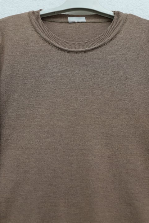 Yuvarlak Yaka Kolu Düğme Detaylı Triko Tunik   -Vizon-Tunik-109-9793-R23