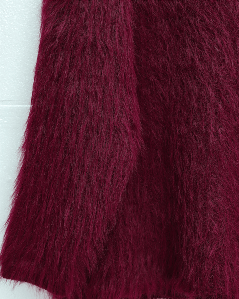 Yuvarlak Yaka Sakallı Triko Kazak -Bordo-Kazak-357-7004-R04