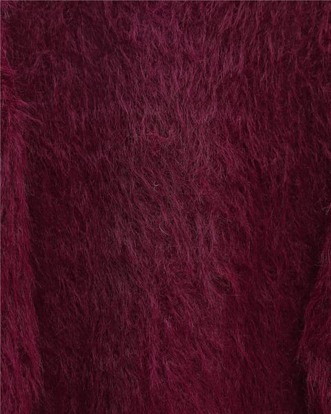 Yuvarlak Yaka Sakallı Triko Kazak -Bordo-Kazak-357-7004-R04
