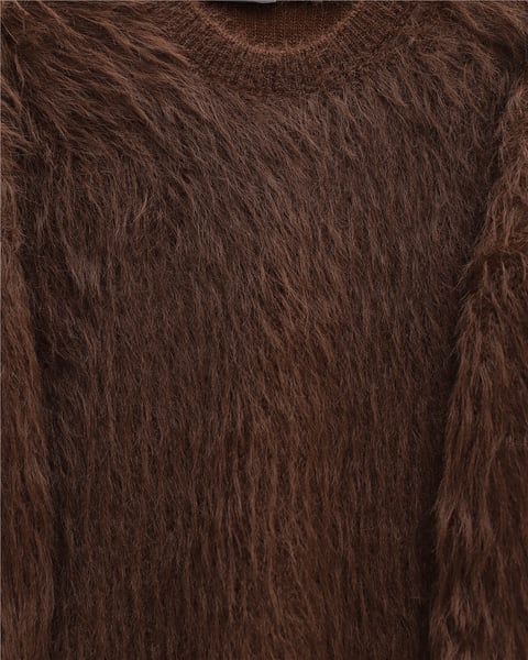 Yuvarlak Yaka Sakallı Triko Kazak -Kahve-Kazak-357-7004-R15