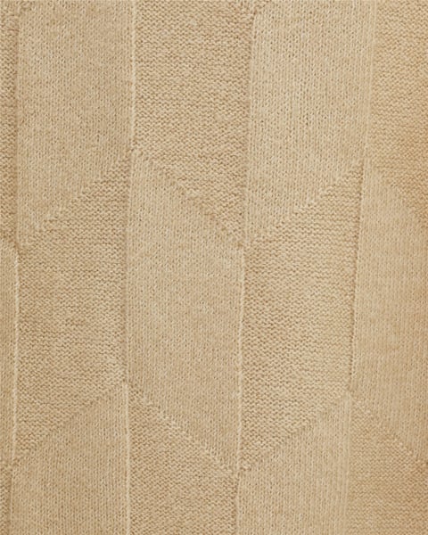 Yuvarlak Yaka Salaş Desenli Triko Kazak -Açık Vizon-Kazak-295-4514-R51
