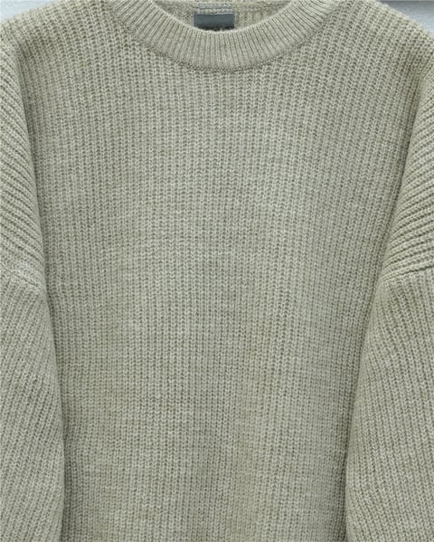 Yuvarlak Yaka Salaş Triko Kazak -Açık Vizon-Kazak-109-0951-R51