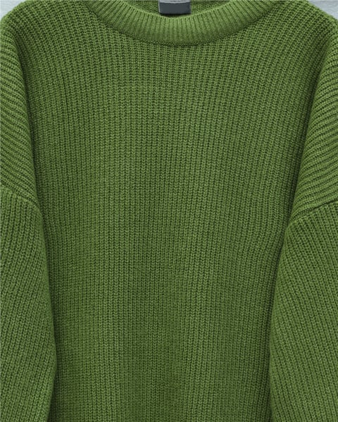 Yuvarlak Yaka Salaş Triko Kazak -F.Yeşili-Kazak-109-0951-R67