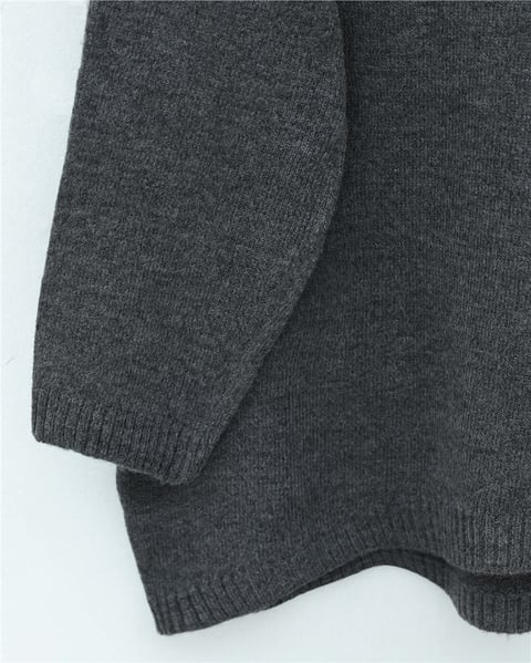 Yuvarlak Yaka Salaş Triko Kazak -Füme-Kazak-109-0952-R18