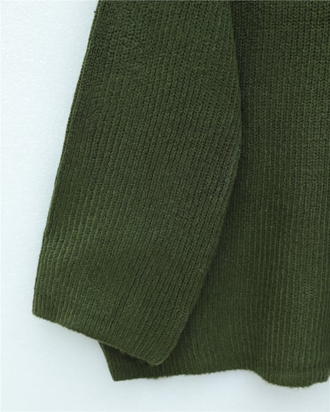 Yuvarlak Yaka Salaş Triko Kazak -Haki-Kazak-109-0951-R05