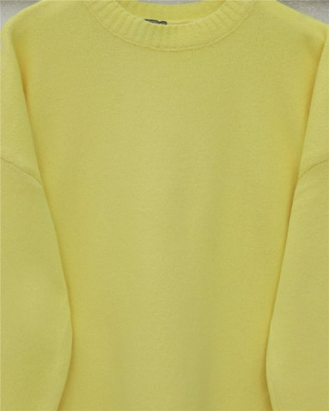 Yuvarlak Yaka Salaş Triko Kazak   -Sarı-Kazak-109-0952-R22