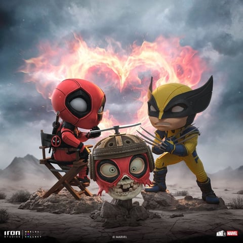 Iron Studios Deadpool Wolverine and Headpool MiniCo Set