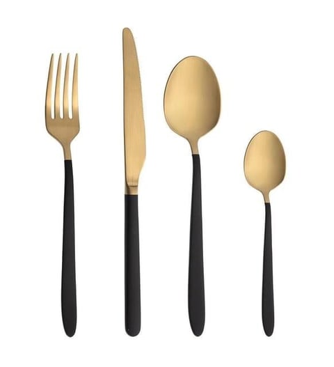 Jumbo 9400 24 Parça Titanyum Black Gold clrs 6 Kişilik Tatlı Çatal Kaşık Bıçak Seti