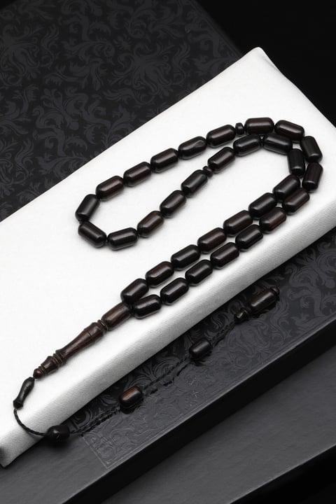 Abanoz Ağacı Tesbih 6 x 11 mm Kapsül Kesim - T-1825