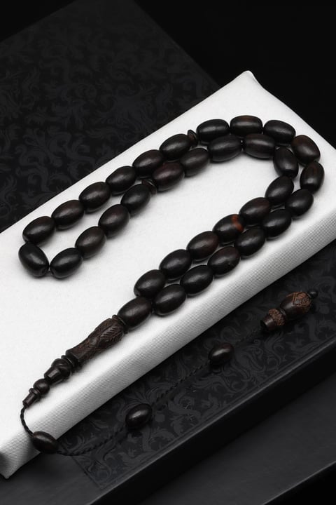 Abanoz Ağacı Tesbih 9 x 12 mm Kapsül Kesim