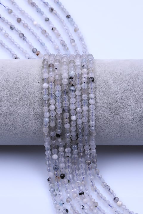 Akuamarin Doğal Taş Dizi 3 mm Fasetli Küre Kesim - DZ-1543
