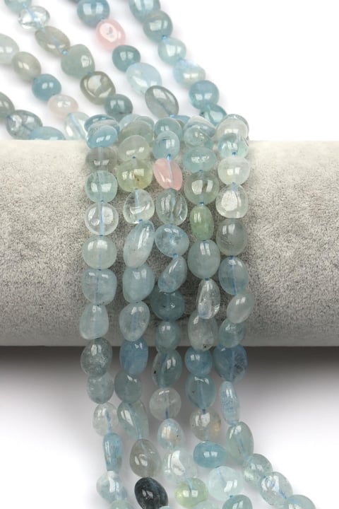 Akuamarin Doğaltaş Dizi 8 x 11 mm Özel Kesim