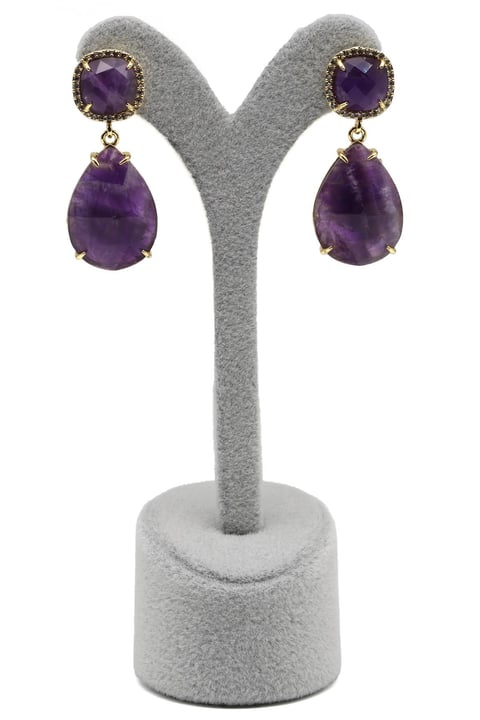 Ametist Doğal Taş Sallantılı Küpe - KP-0270