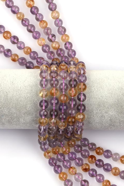 Ametist - Sitrin Doğal Taş Dizi 8 mm Küre Kesim