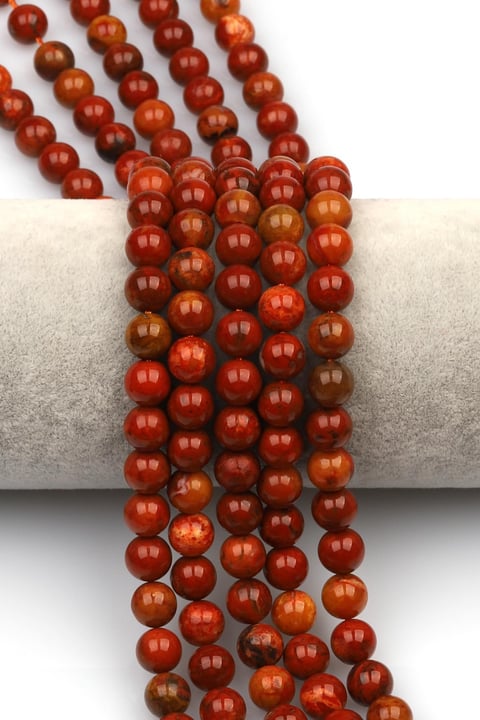 Ateş Akik-Fire Agate Doğaltaş Dizi 8 mm Küre Kesim