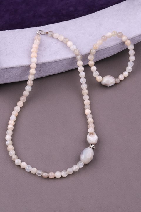 Ay Taşı – Akik Doğal Taş Kolye – Bileklik Set