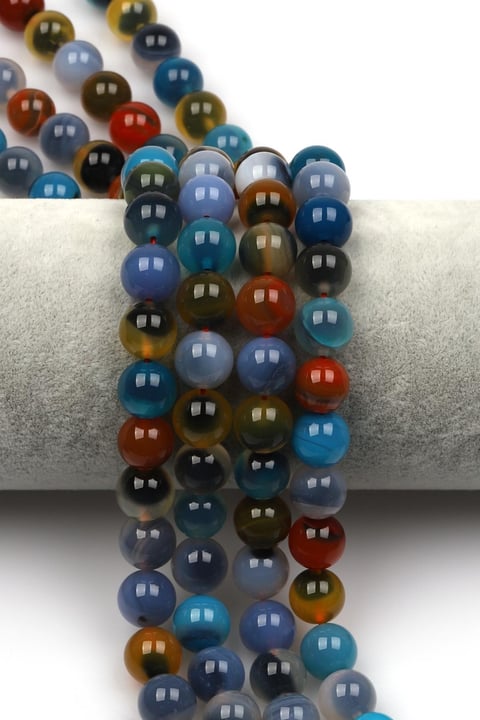 Candy Agate Doğal Taş Dizi 10 mm Küre Kesim