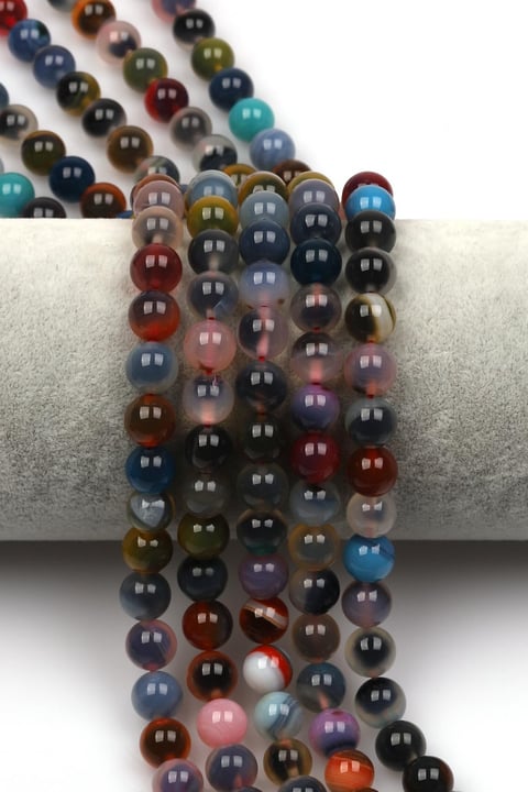 Candy Agate Doğal Taş Dizi 8 mm Küre Kesim