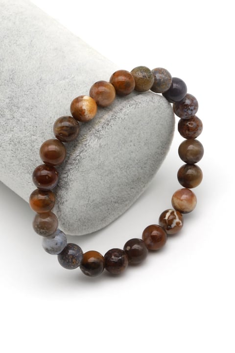 Dağ Akik (Mountain Agate) Doğal Taş Bileklik 8 mm Küre Kesim - BLK-2151
