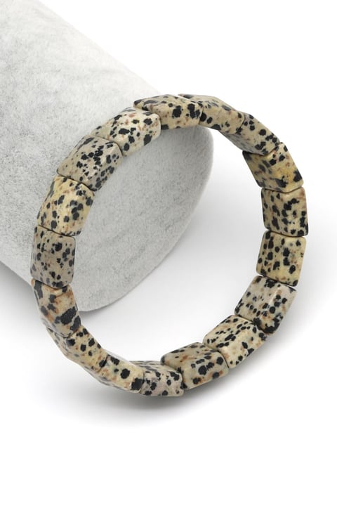 Dalmaçyalı Jasper Doğal Taş Bileklik 12 x 12 mm Özel Kesim