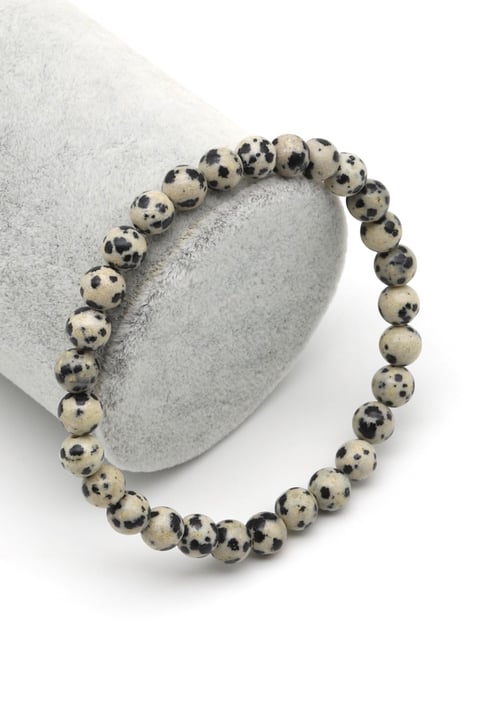 Dalmaçyalı Jasper Doğal Taş Bileklik 6 mm Küre Kesim - BLK-2189