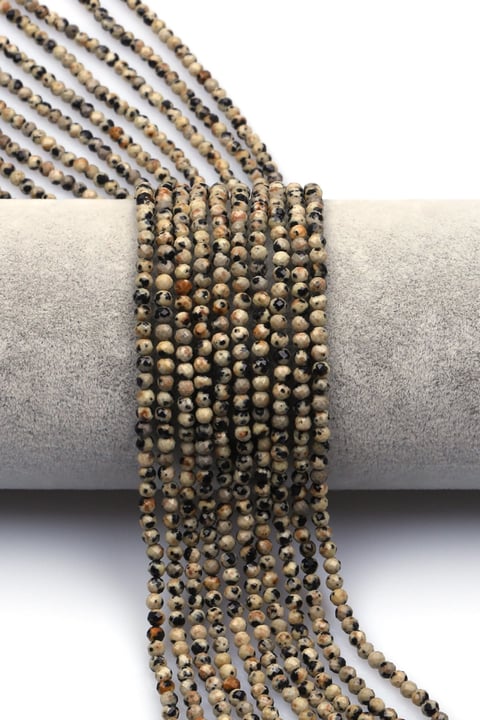 Dalmaçyalı Jasper Doğal Taş Dizi 3 mm Fasetli Küre Kesim - DZ-1575