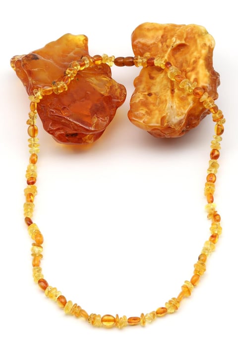 Damla Kehribar Kolye – 54 cm