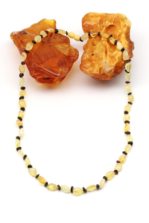 Damla Kehribar Kolye – 56 cm