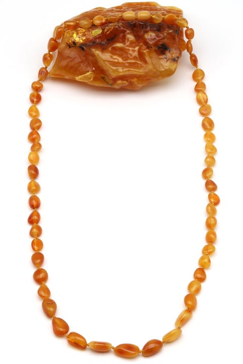 Damla Kehribar Kolye – 58 cm