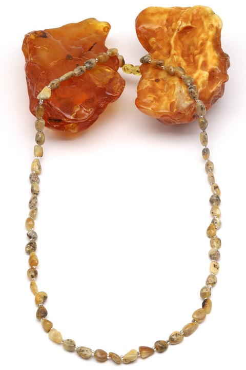 Damla Kehribar Kolye – 60 cm