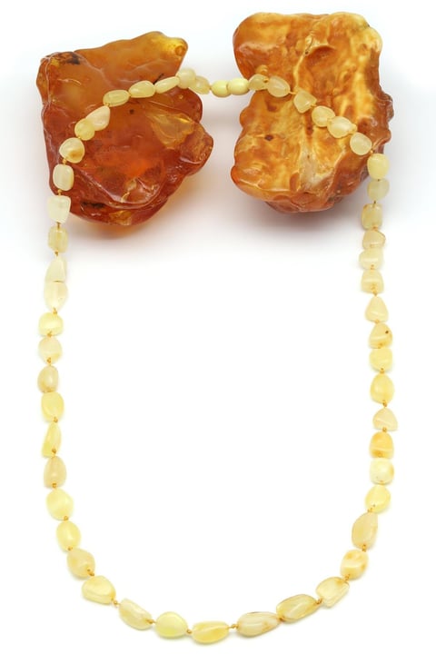 Damla Kehribar Kolye – 64 cm