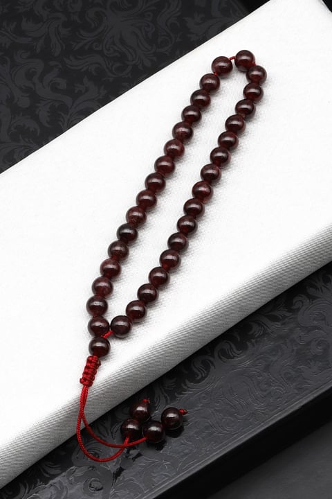 Garnet Doğal Taş Bileklik Tesbih 6 mm Küre Kesim TSB-0484