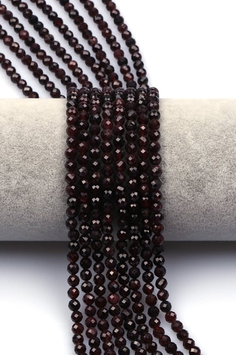 Garnet Doğal Taş Dizi 4 mm Fasetli Küre Kesim - DZ-1531